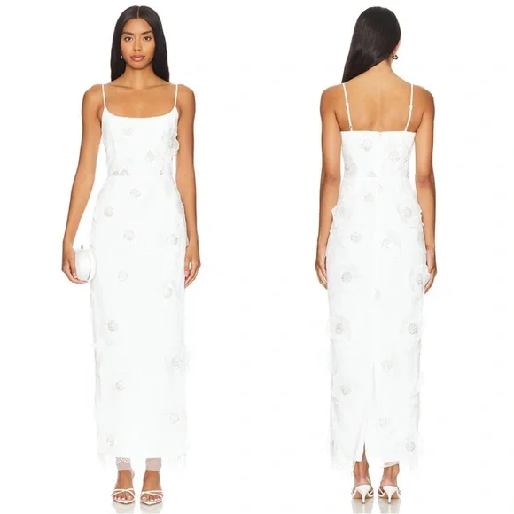 NWT Elliatt Dahlia Midi Dress White 3D Floral XS - Picture 3 of 10